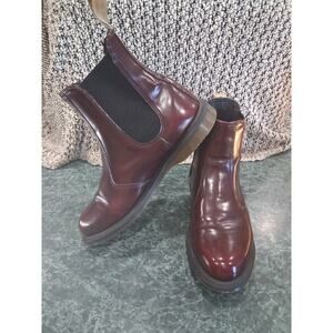 Dr. Doc Martens Vegan Flora Boots Womens Size 8 Cherry Red Chelsea Ankle Pull On